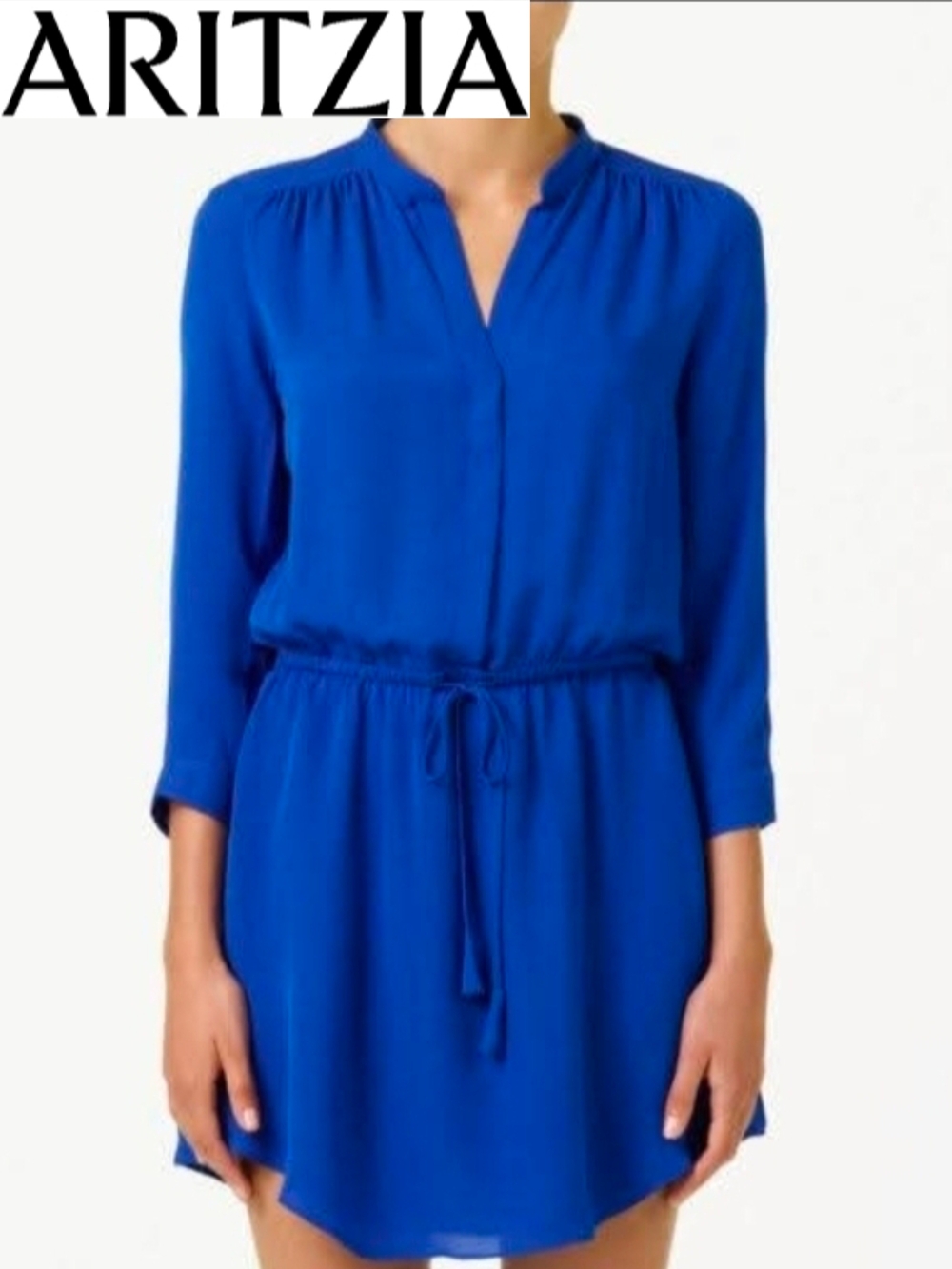 Aritzia T. Babaton Long Sleeve Silk Bennett Dress - Cobalt Blue - Picture 2 of 16